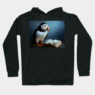 Cute Puffin Reading a Book Hoodie